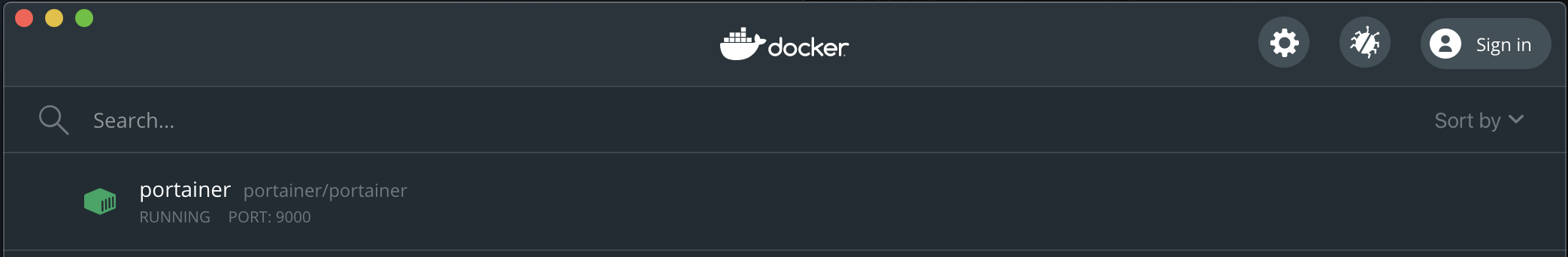 Docker Dashboard su MacOS