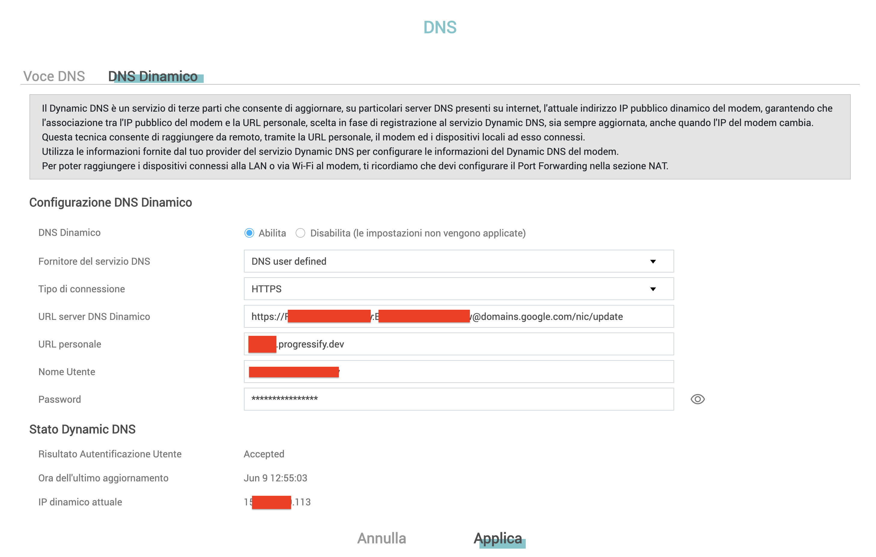 Configurazione router per DDNS con Google Domains